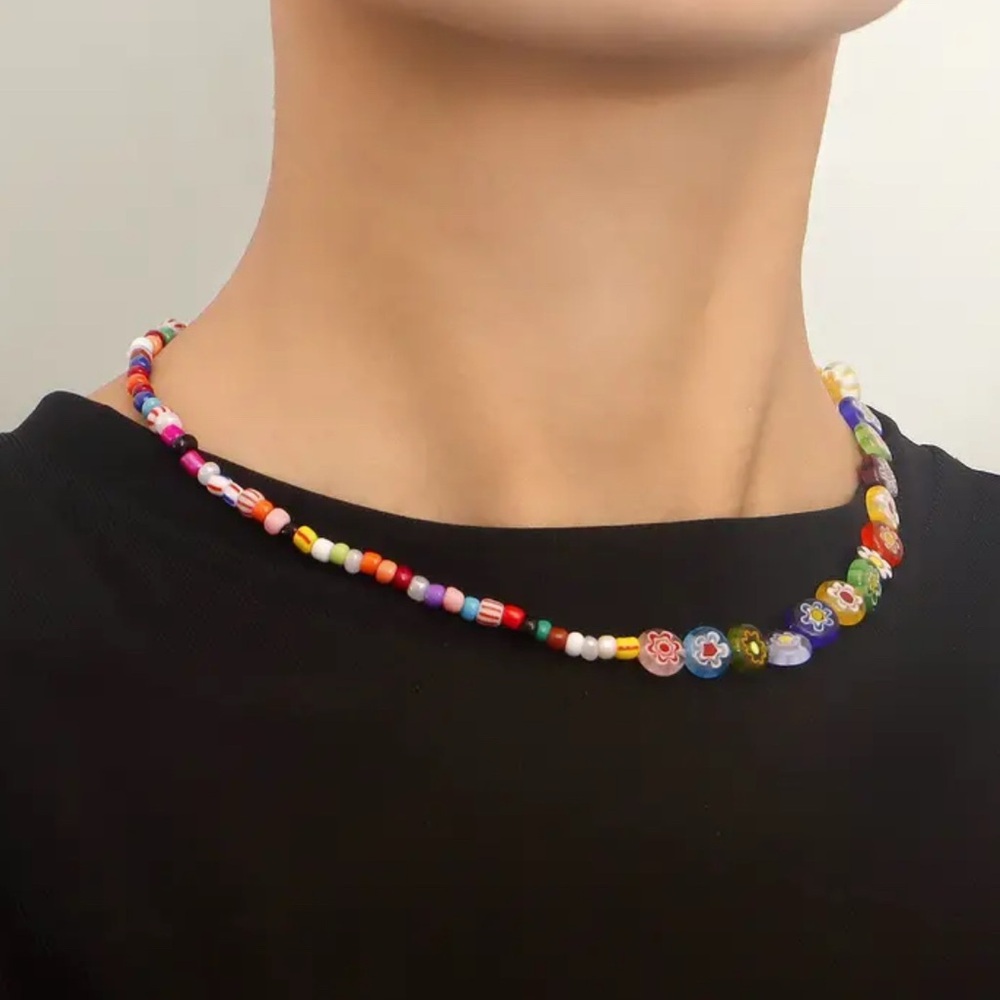 Unisex Colorful Beaded Necklace